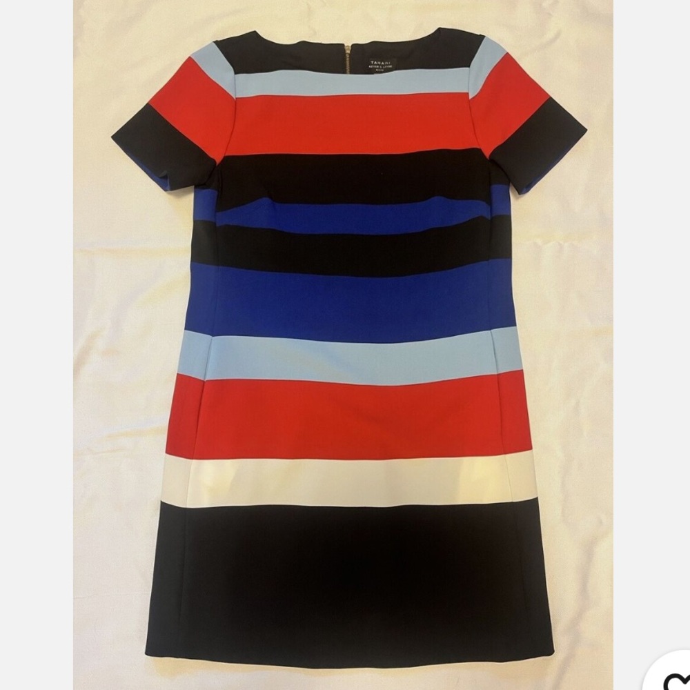 Tahari Striped Dress - Red, Blue, Black